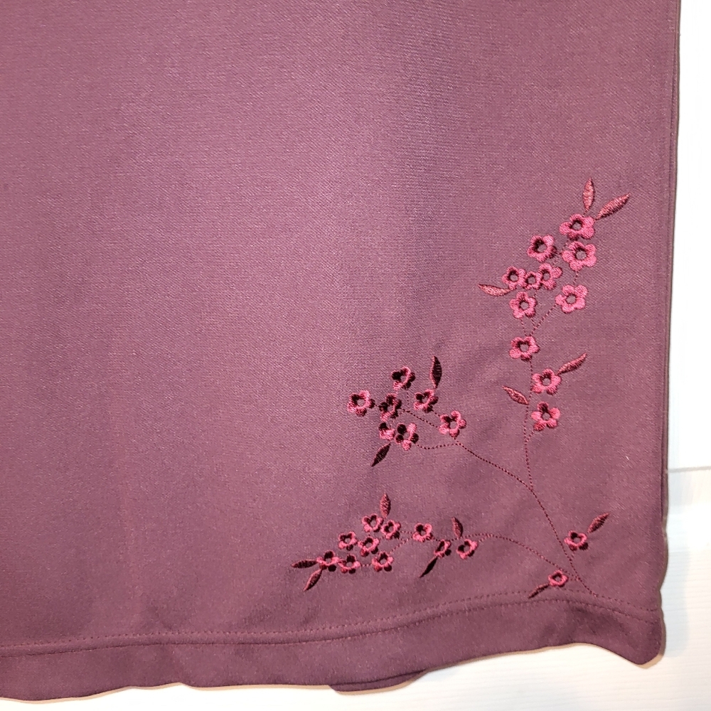 Vintage Y2K Straight Maxi Skirt Embroidered Cherry‎ Blossoms Women's Size Medium - Picture 6 of 7